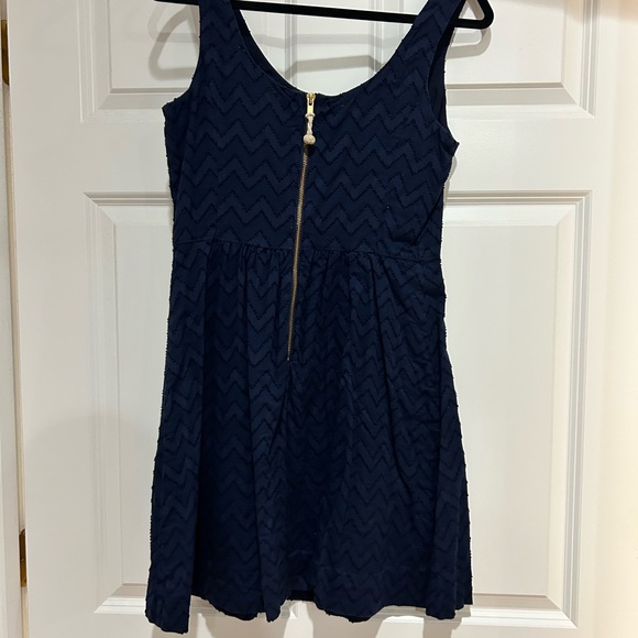 Vineyard Vines Navy Blue Textured Chevron Sleeveless Dress Size 6 - Picture 2 of 3